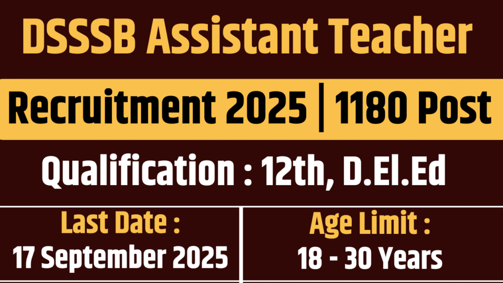 DSSSB Assistant Teacher Recruitment 2025